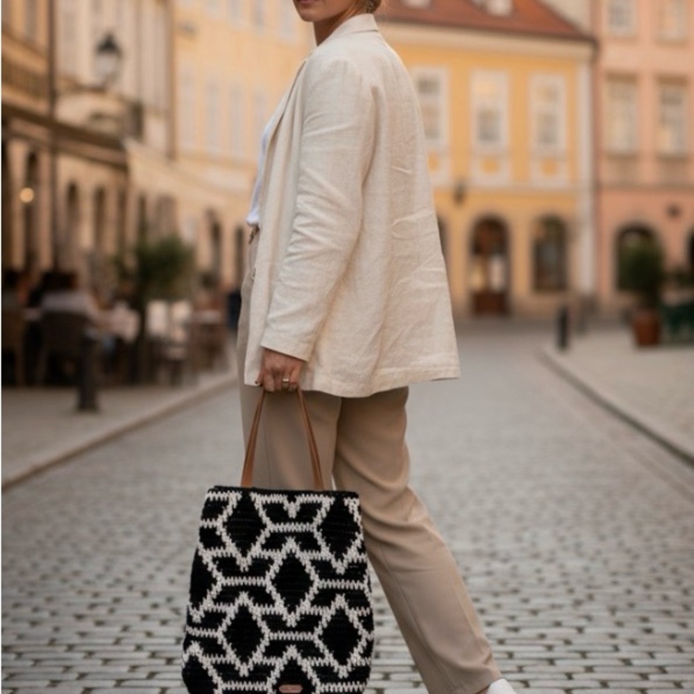 Stylish Black and White Tote Bag